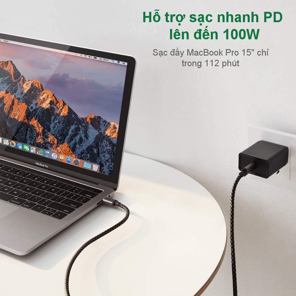 Cáp sạc nhanh USB Type C PD hỗ trợ 100W UGREEN US316 US334 dài 1m 2m - Tương thích Macbook / iPad Pro / Laptop - Hàng chính hãng