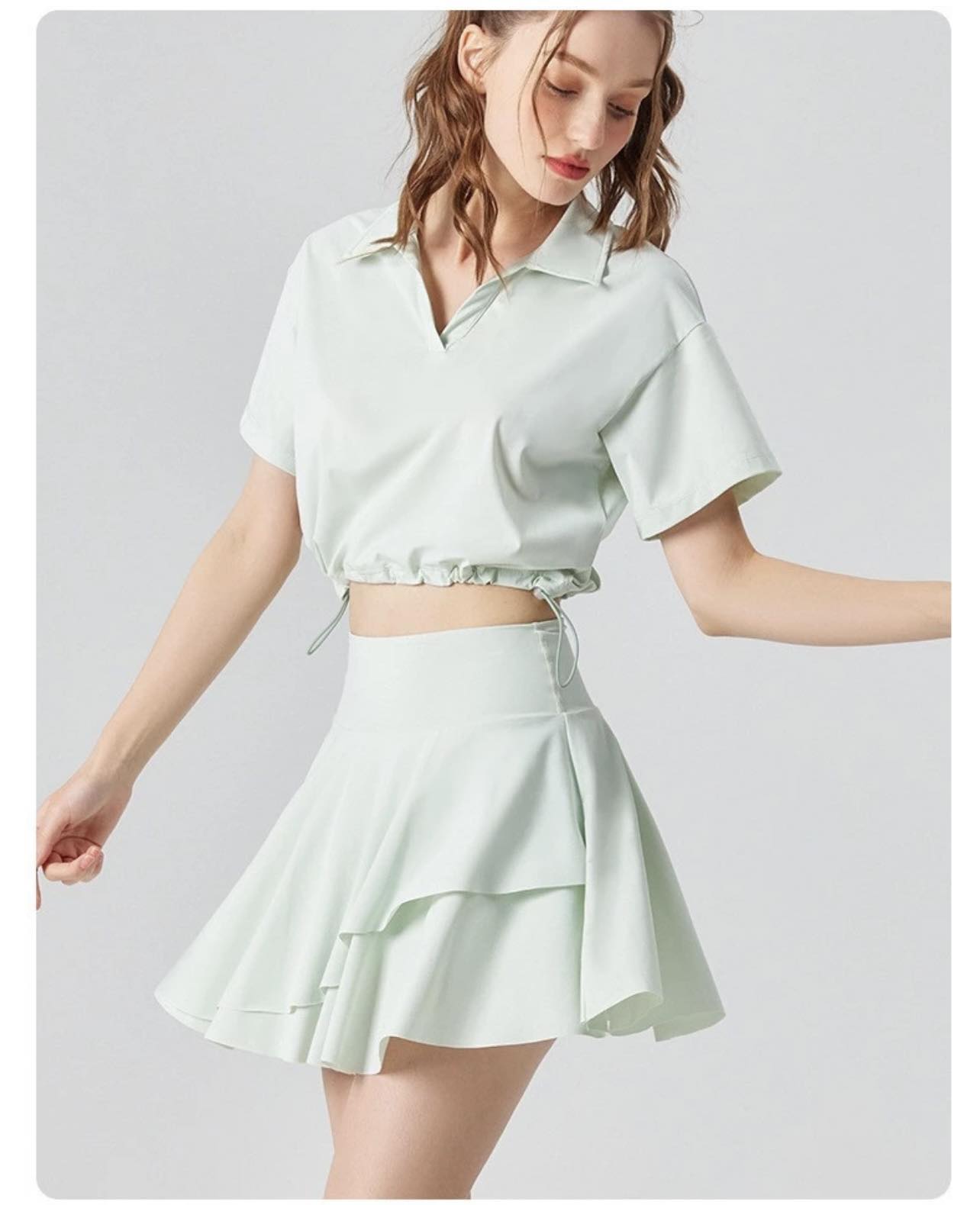 Áo crop top thể thao rút dây năng động trẻ trung cho nữ