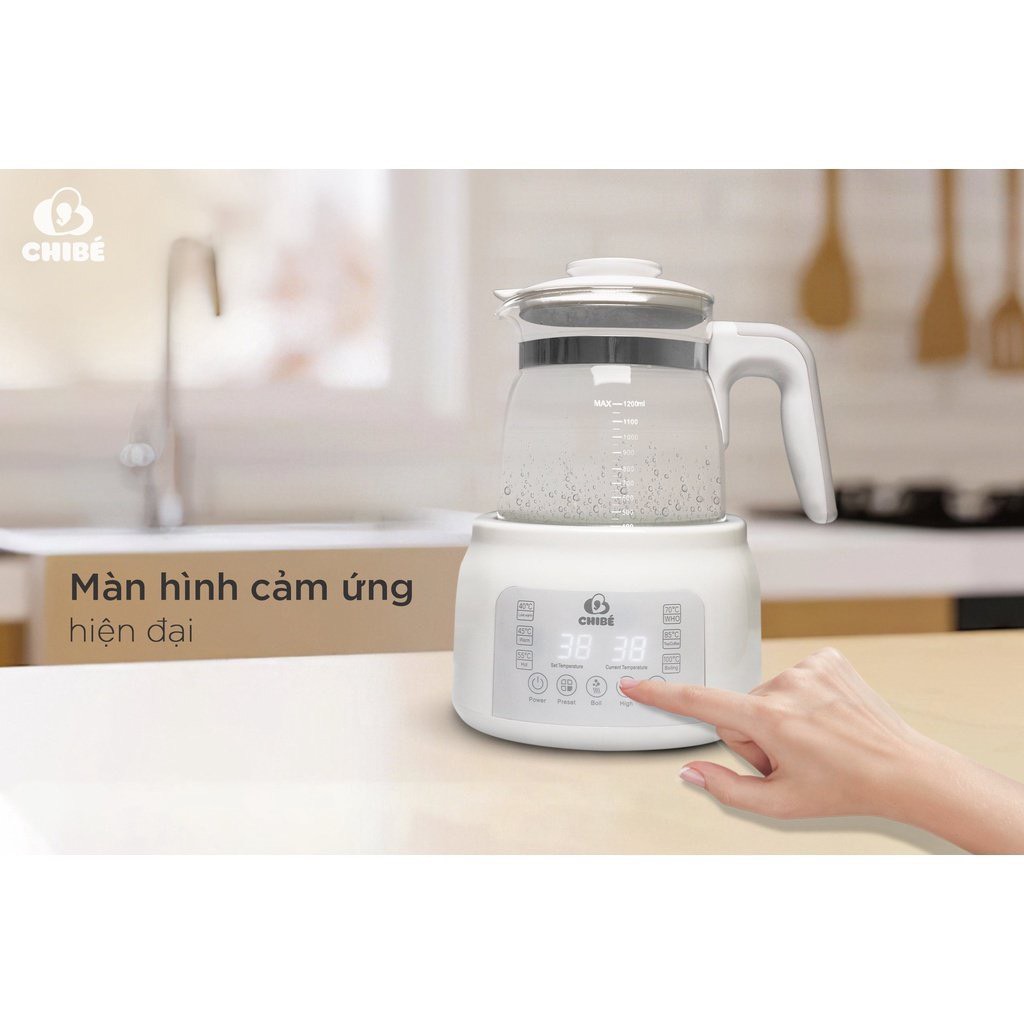 Ấm đun nước CHIBÉ CB002 thông minh pha sữa cho bé, điều khiển từ xa, giữ nhiệt 72h hàng chính hãng