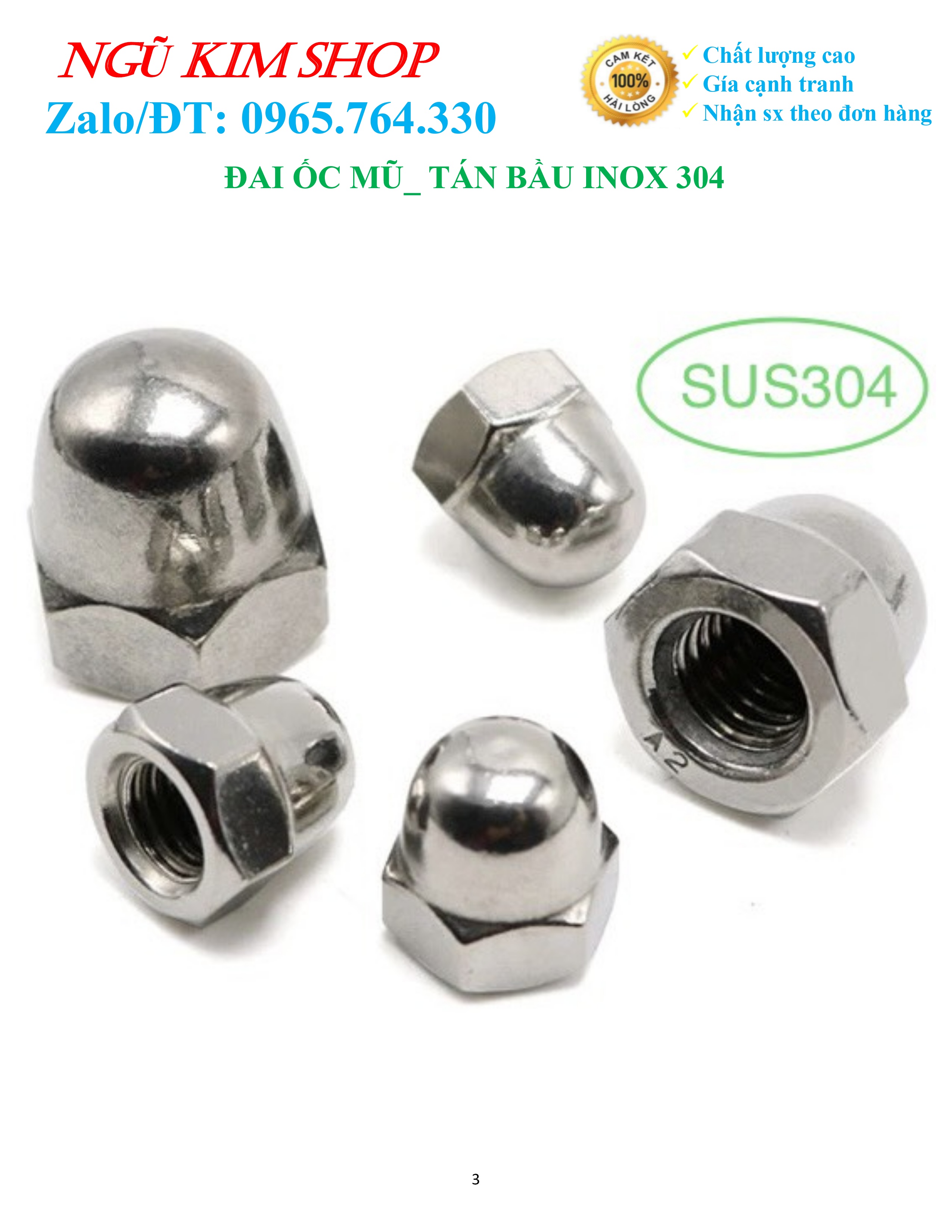 ĐAI ỐC MŨ _ TÁN BẦU INOX 304