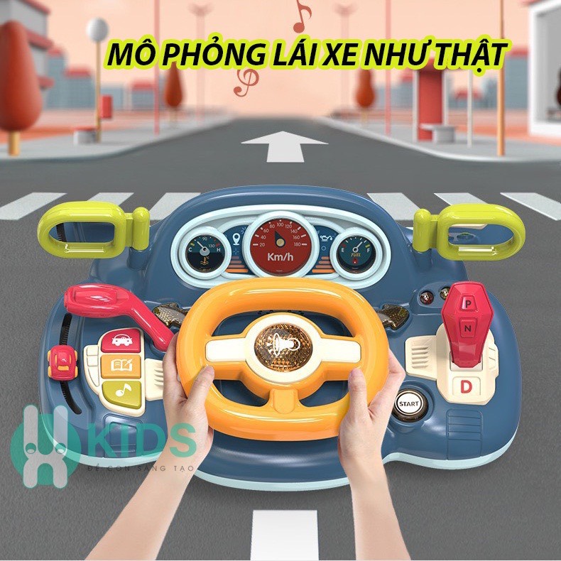 Đồ chơi vô lăng mô phỏng lái xe ô tô như thật với nhiều nút điều khiển kèm hiệu ứng đèn và âm thanh vui nhộn cho bé