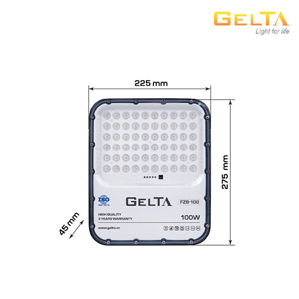 Đèn LED Pha Năng Lượng Mặt Trời Gelta – FZB100