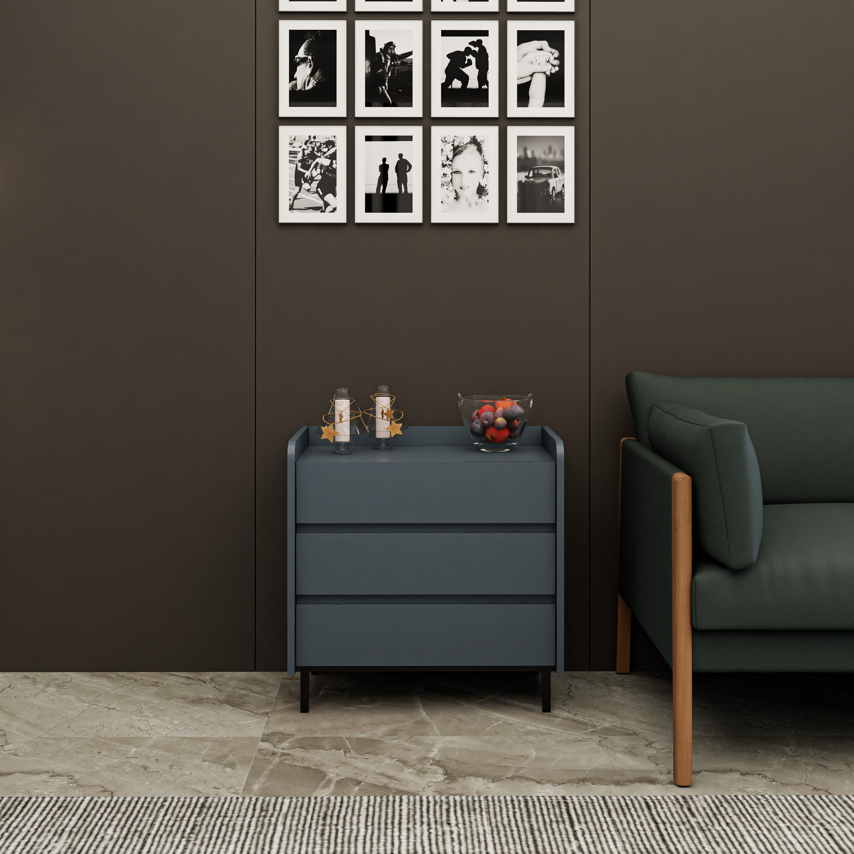 [Happy Home Furniture] LAVIA, Tủ lưu trữ 3 ngăn kéo - Chân sắt, 66cm x 40cm x 66cm ( DxRxC), THK_154