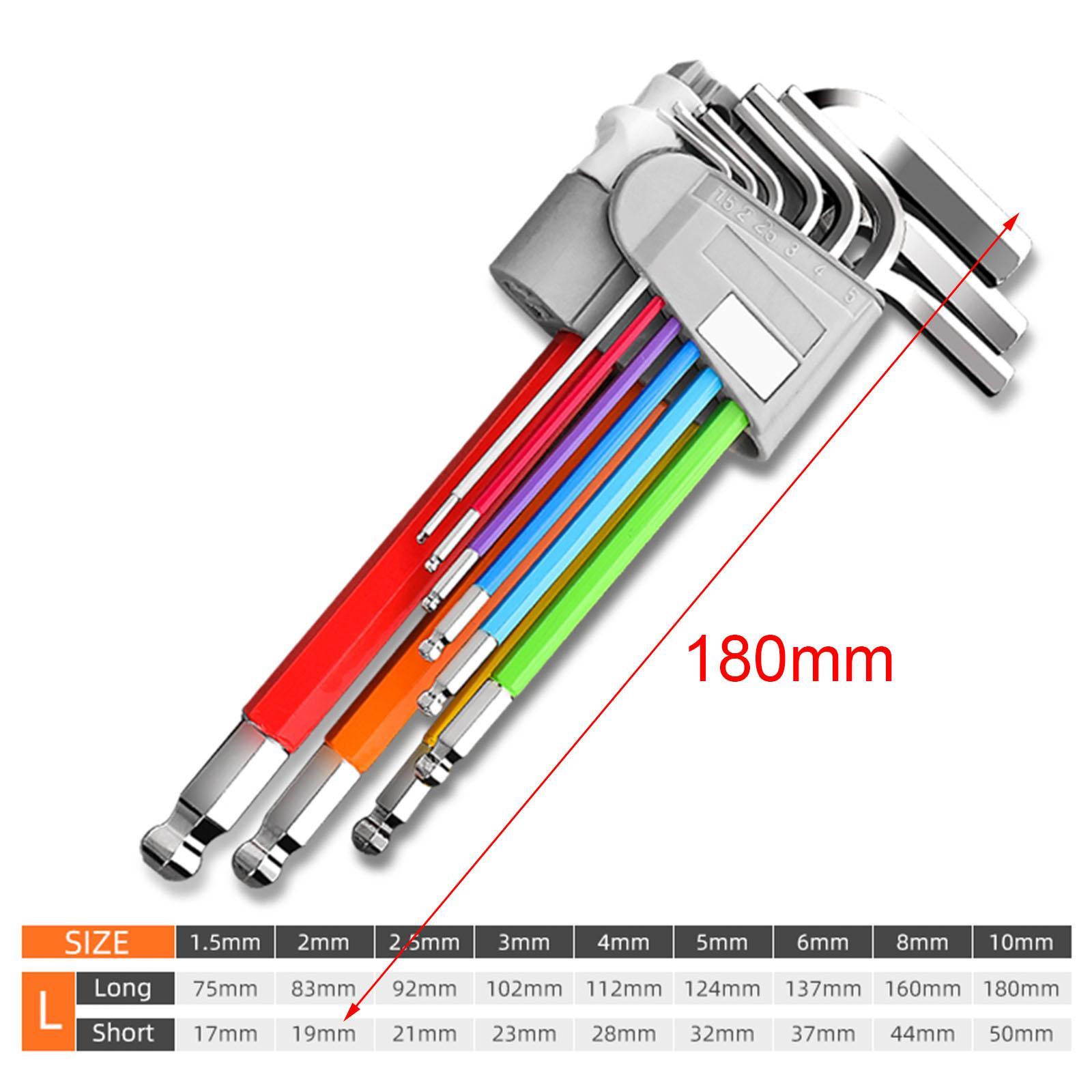 9Pcs Allen Wrench Set Hand Tools Hex Wrench Screwdriver Metric Hexagon Spanner for Car Maintenance