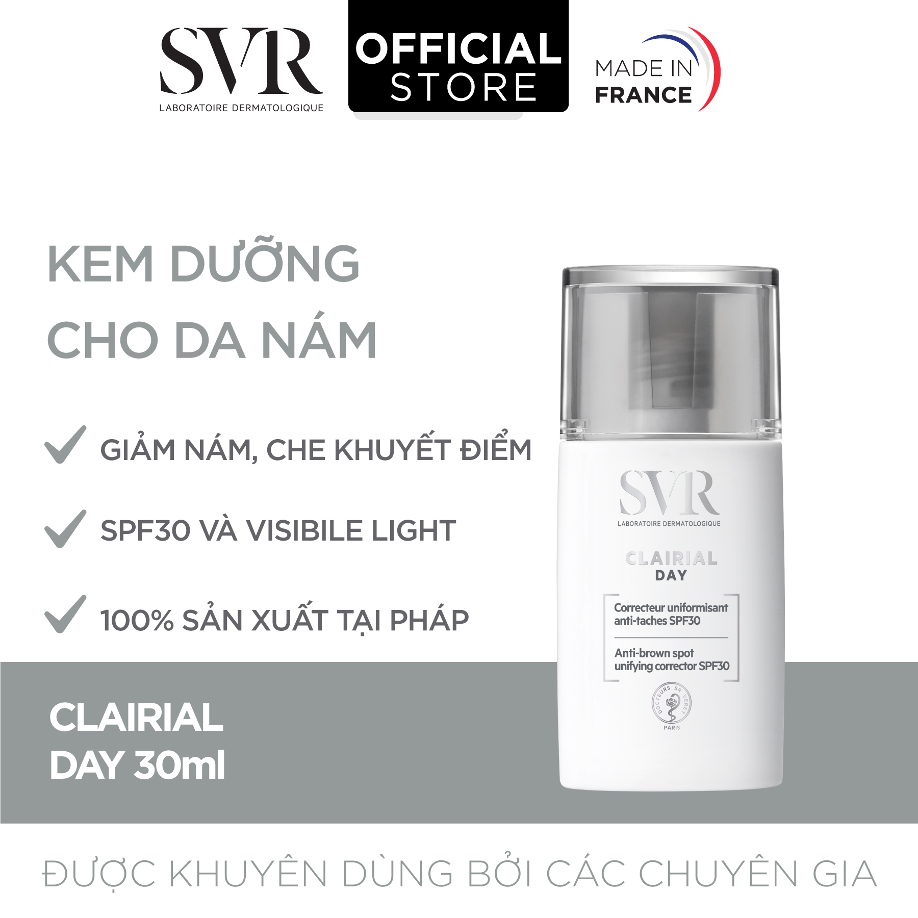 Kem dưỡng da ban ngày giảm thâm nám SVR CLAIRIAL Day 30ml