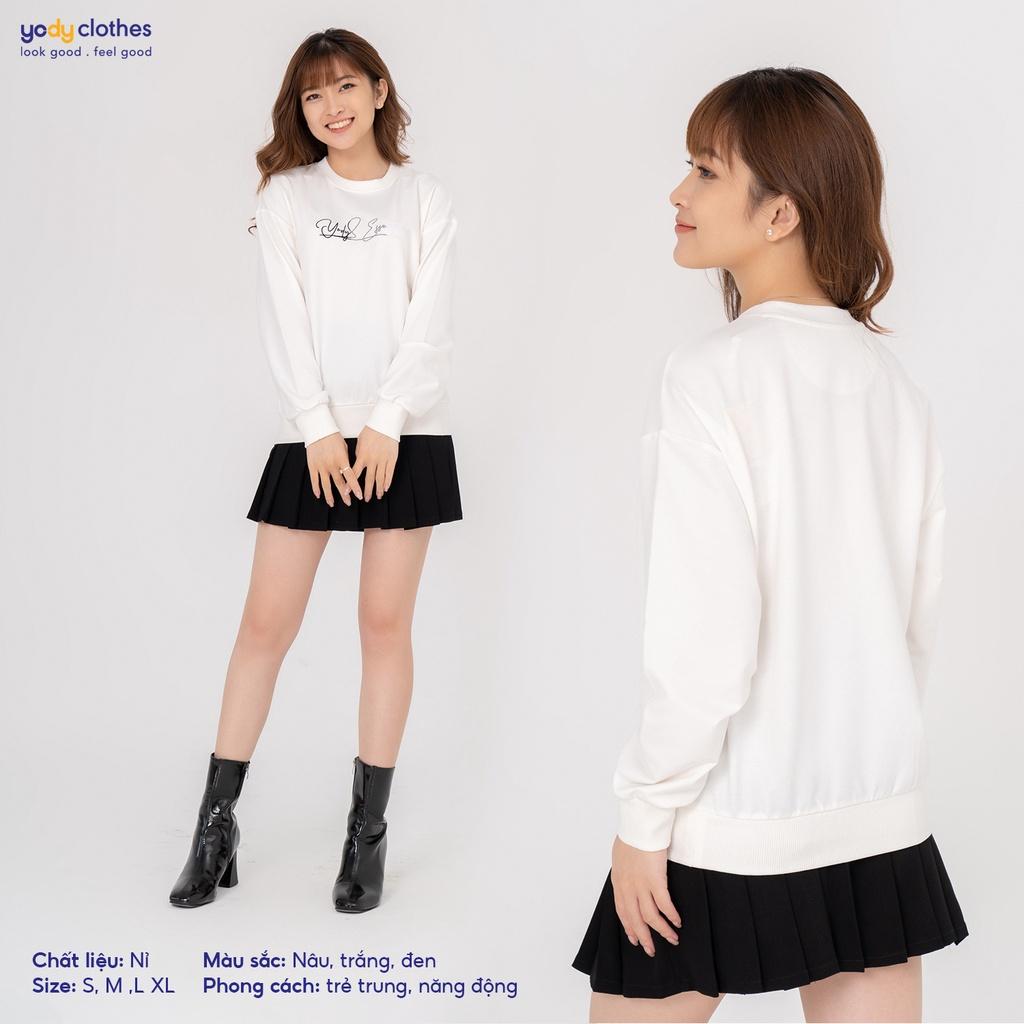 Áo hoodie thu đông YODY phom Sweater chất liệu nỉ thêu chữ siêu ấm ATN5024