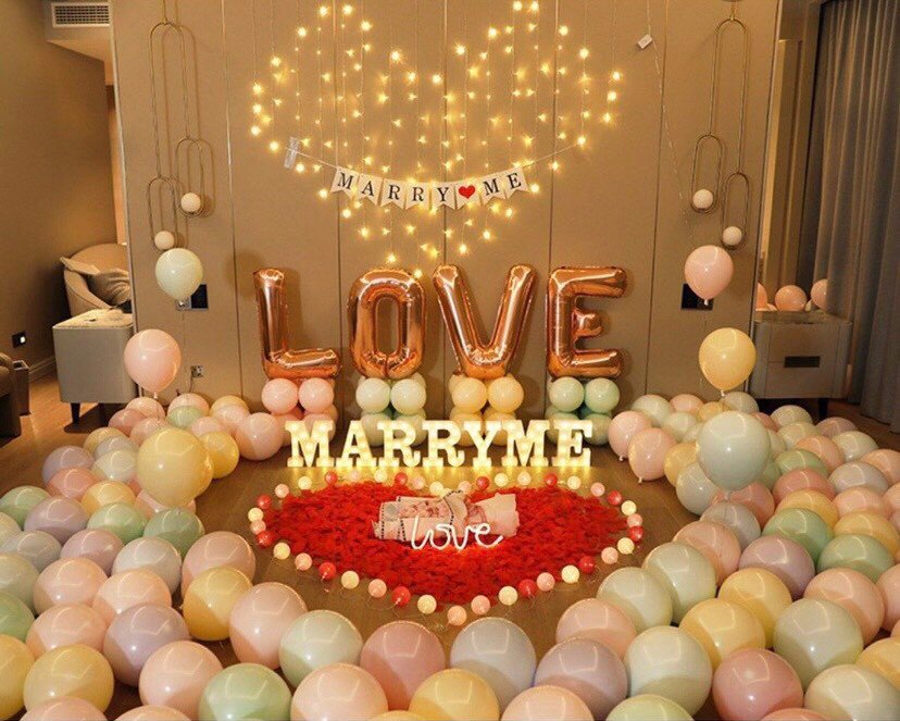 Bộ Bóng Trang Trí Tiệc Cầu Hôn Màu Pastel Marry Me - Decorative Proposal Balloon Combo, Pastel Color HPNI09