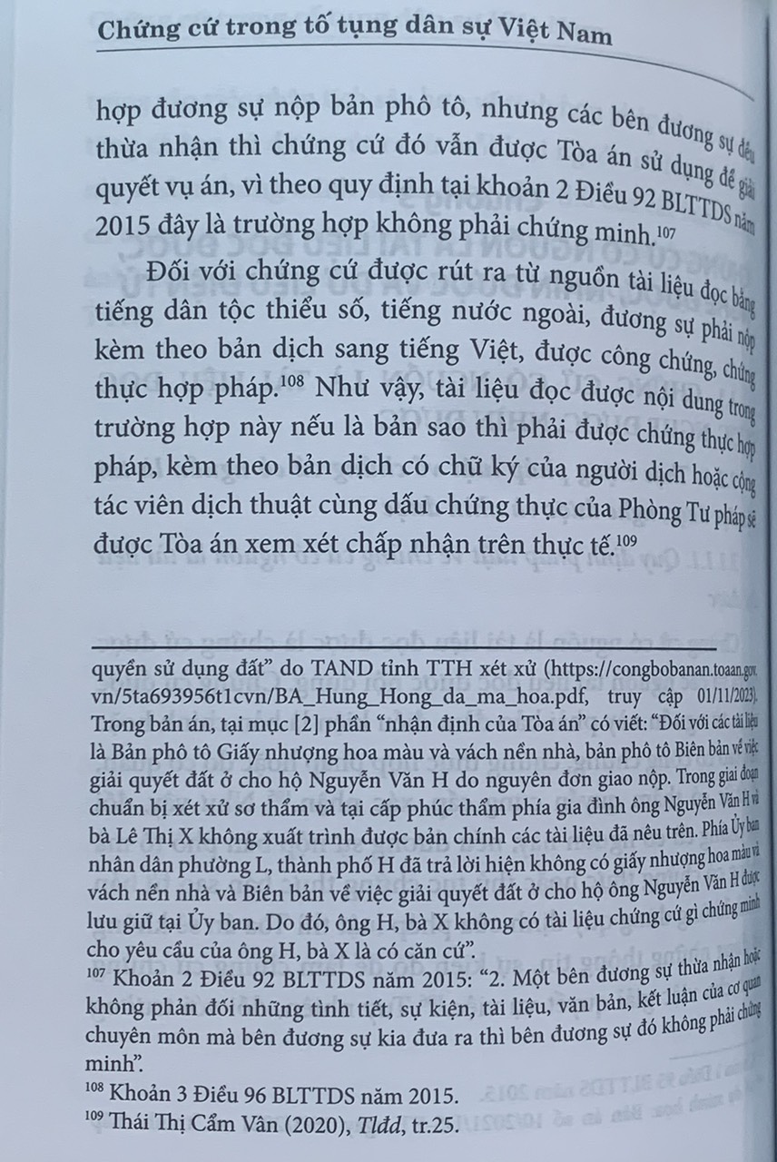 Chứng cứ trong tố tụng dân sự Việt Nam (Sách chuyên khảo)