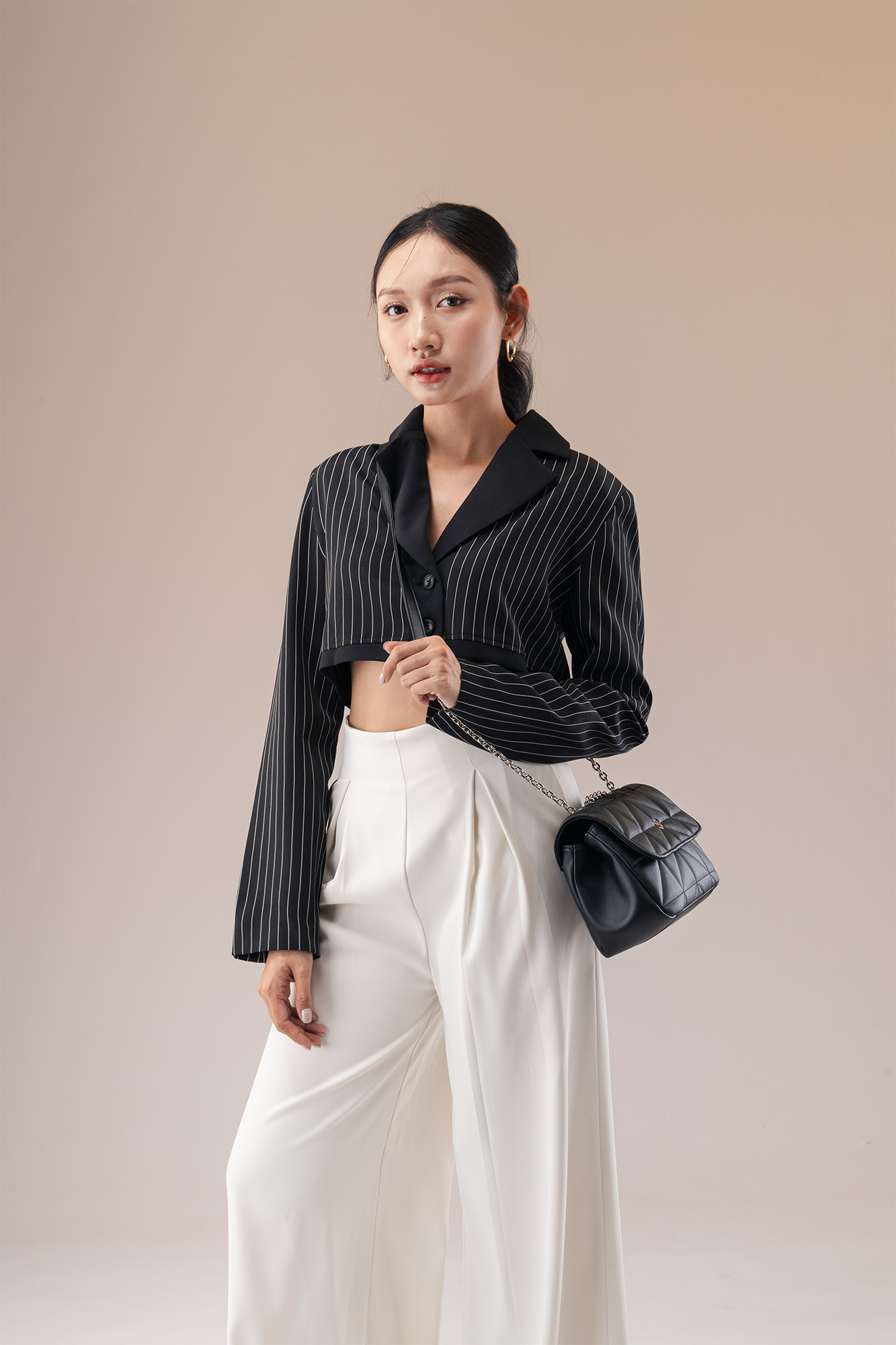 Túi Yuumy ( Thời trang nữ dây đeo phối xích cá tính size 23 - Túi đeo chéo da Seasand YN212 )