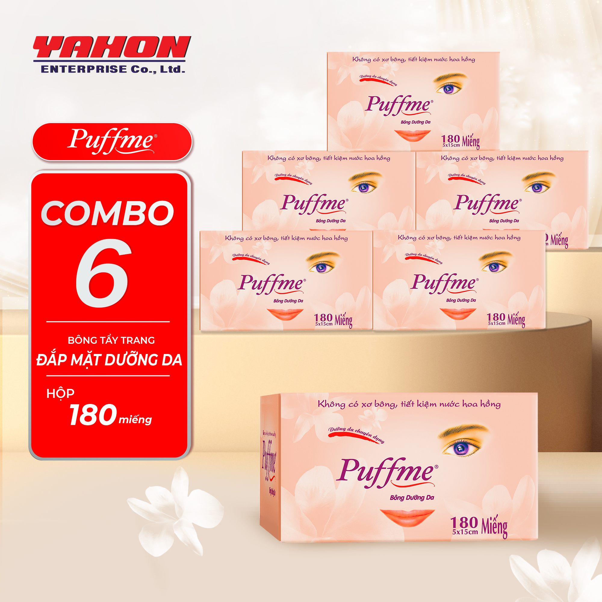 Combo 6 Hộp Bông Dưỡng Da Puffme 180 Miếng