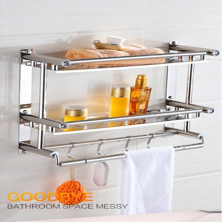 Kệ Nhà Tắm, Giá Treo Khăn Nhà Tắm, Để Đồ Dùng Inox Đa Năng Gắn Tường