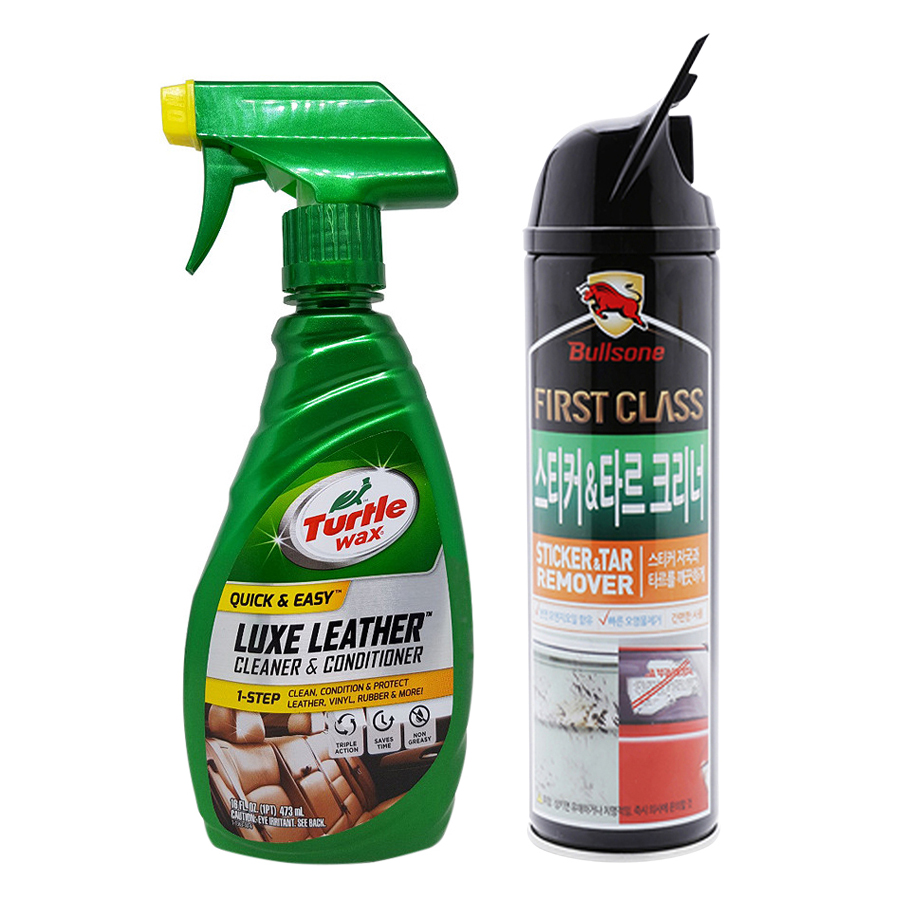 Combo Đánh Bóng Da Turtle Wax (473ml) Và Chất Vệ Sinh Nhựa Đường Cam Bullsone (420ml) - Tặng Xà Phòng Rửa Xe 3M (400ml)