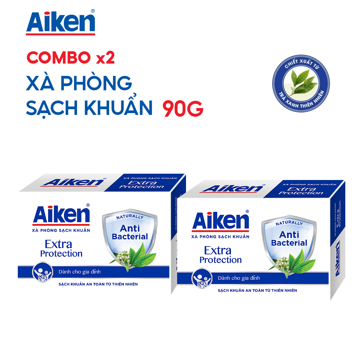 Combo gia đình sạch khuẩn chiết trà xanh Aiken số 1