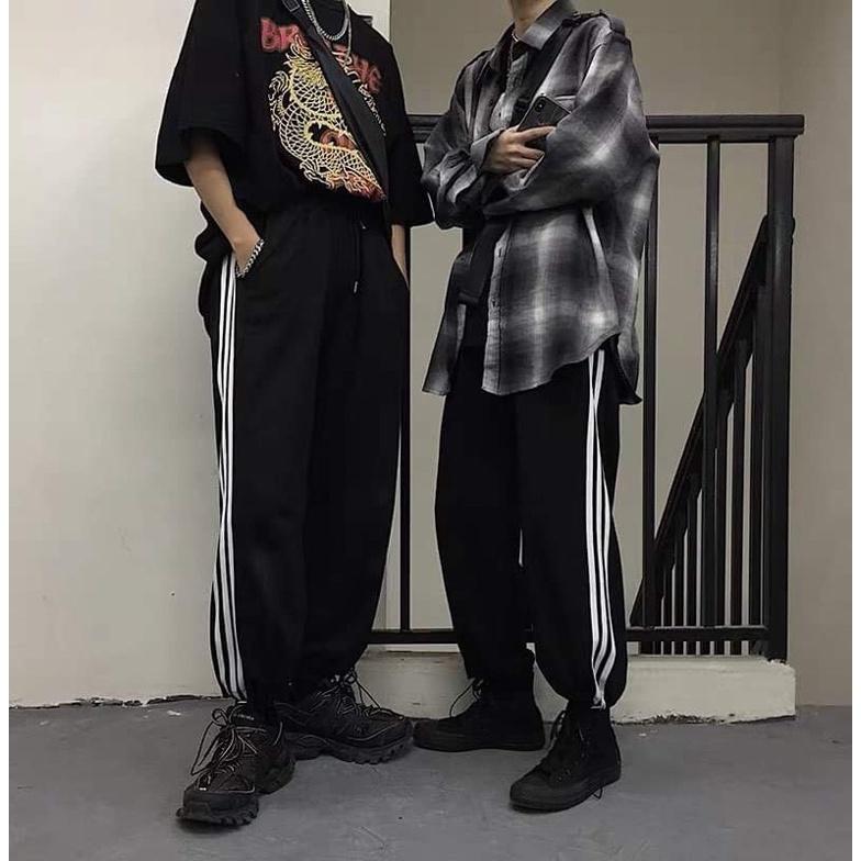 Quần thể thao sọc 1 mí/3 sọc rút gấu unisex chất nỉ tàu dày (annstore)