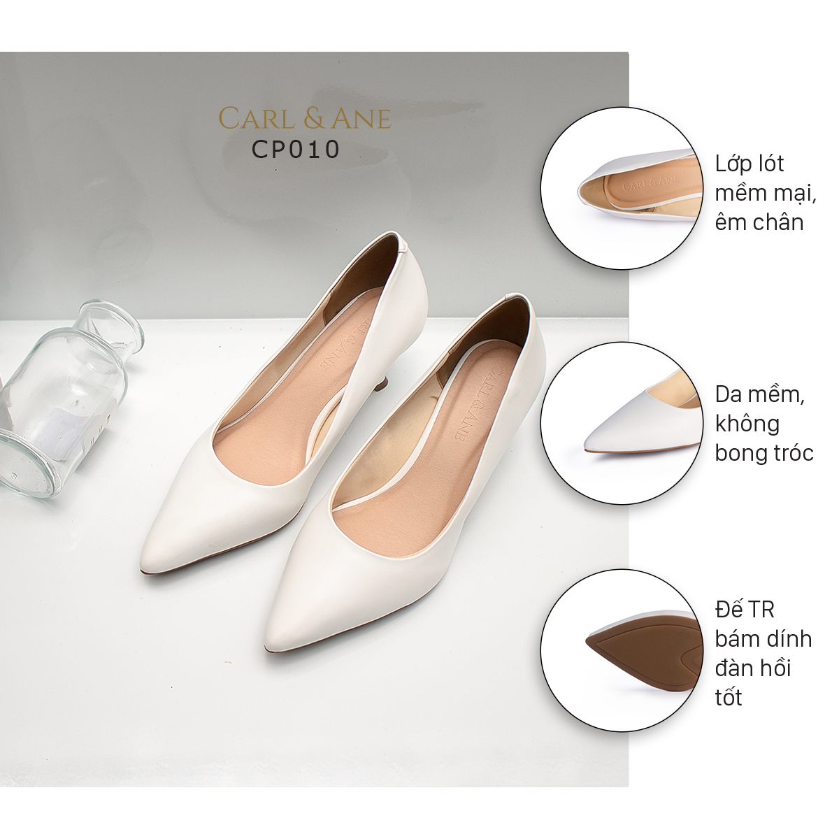 Erosska - Giày cao gót dáng công sở gót nhọn cao 6cm CP010