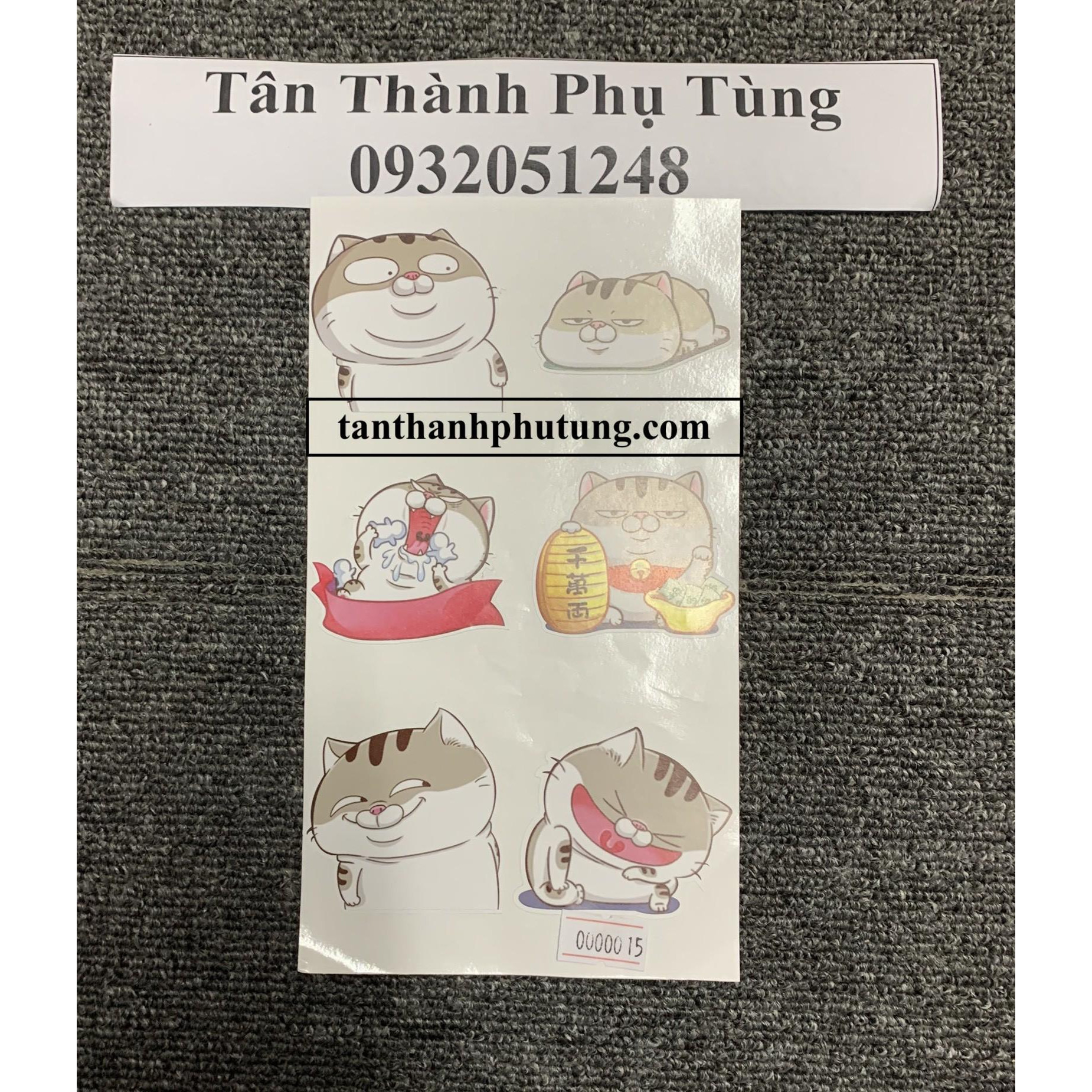 Tem Sticker Decal trang trí xe máy : Con Mèo Mập MS00015