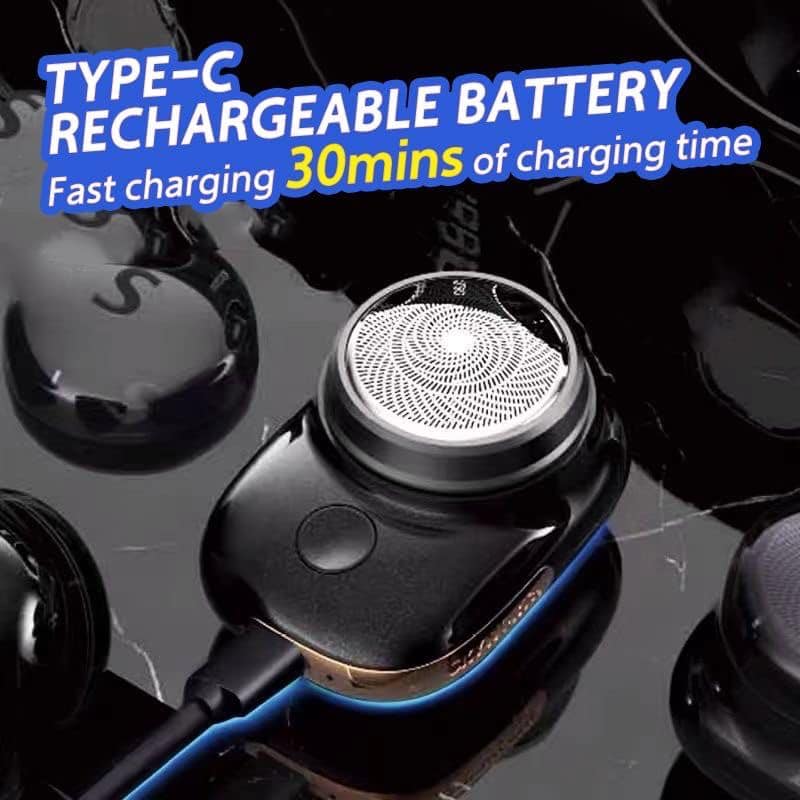 Máy Cạo Râu Mini 6 Lưỡi Kép Tự Mài, Dao Cạo Râu Điện Chống Nước IPX7 Nhỏ Gọn Bỏ Túi Sạc Type C