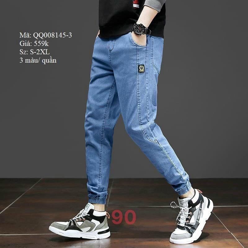 Quần jean nam chất bò màu xanh bo chun gấu cao cấp phong cách hàn quốc trẻ trung đẹp thời trang HOT TCS 90