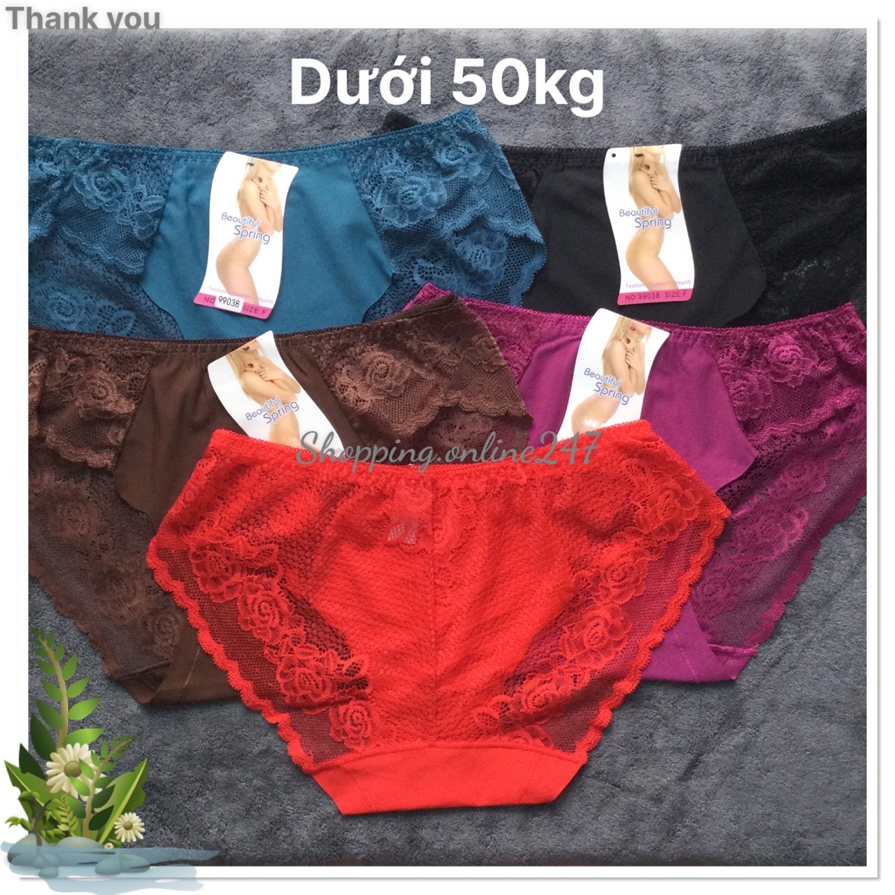 Combo 5 quần lót nữ Ren thiết kế họa tiết ren xuyên thấu gợi cảm - mềm mại - nhiều màu - 40 đến 55 kg