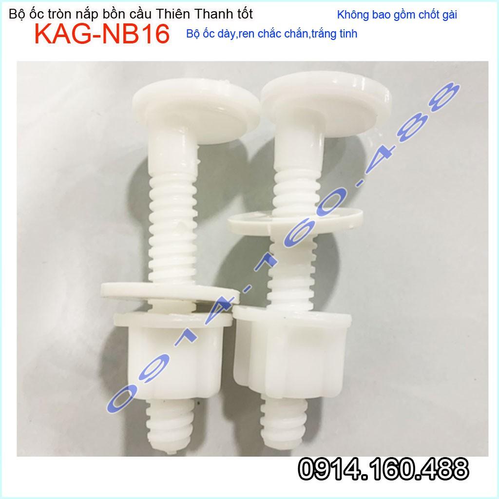 Ốc nắp bồn cầu Thiên Thanh KAG-NB16 dài 7cm,  1 cặp ốc nắp đậy bàn cầu Classic nhựa trắng-ốc nắp cầu loại tốt