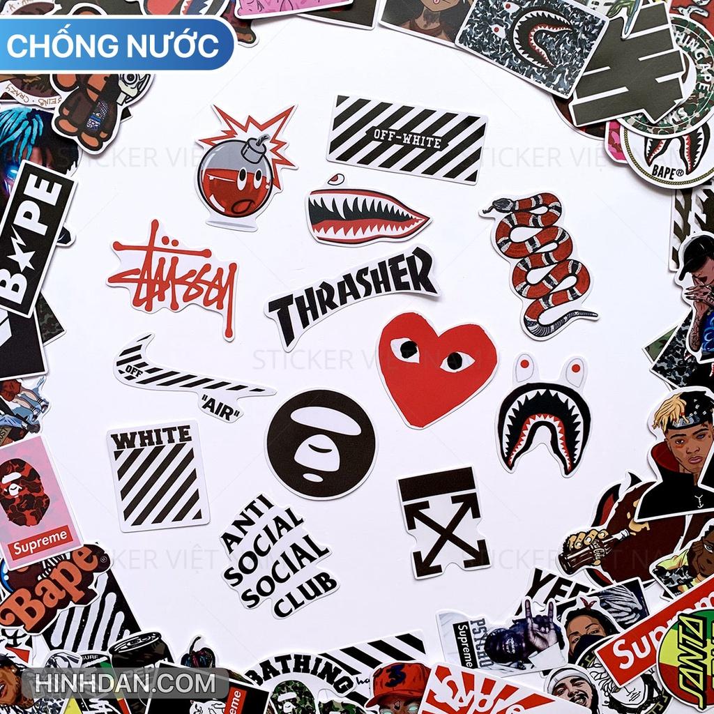 Sticker Hypebeast Bape Offwhite - Dán Trang Trí - Chất Liệu PVC Cán Màng Chất Lượng Cao Chống Nước, Chống Nắng, Không Bong Tróc Phai Màu