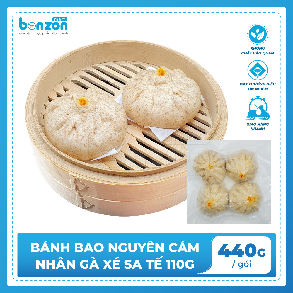 Bánh Bao Nguyên Cám Nhân Gà Xé Sa Tế 110g (440g)