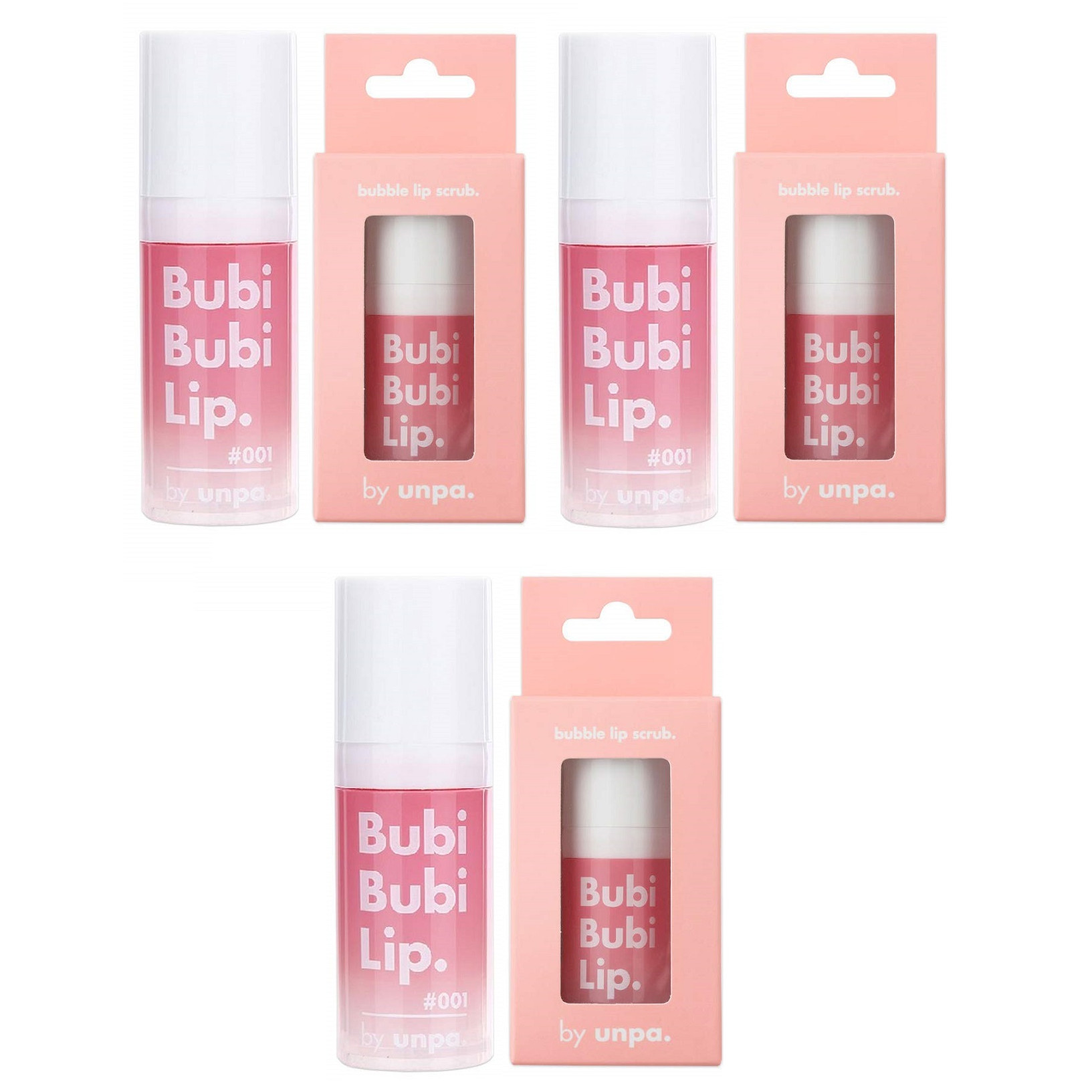 Combo 3 Tẩy Da Chết Sủi Bọt Thải Độc Môi Unpa Bubi Bubi Lip 12ml x 3