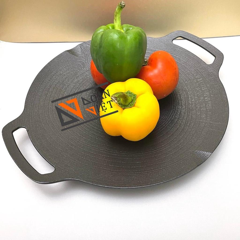 ECORAMIC-Chảo NƯỚNG CHỐNG DÍNH VÂN ĐÁ HÌNH XOẮN ỐC ,GANG ĐÚC NGUYÊN KHỐI 33cm - Phong cách Hàn Quốc, an toàn