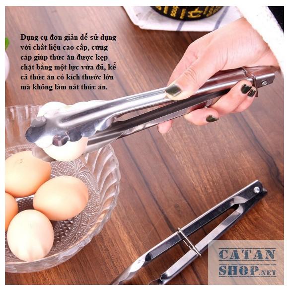 Dụng cụ gắp đồ ăn, Kẹp inox có khóa gài gắp thức ăn, đồ nóng, nước đá, BBQ,Dụng cụ nhà bếp siêu tiện dụng-GD496-KepGapDa
