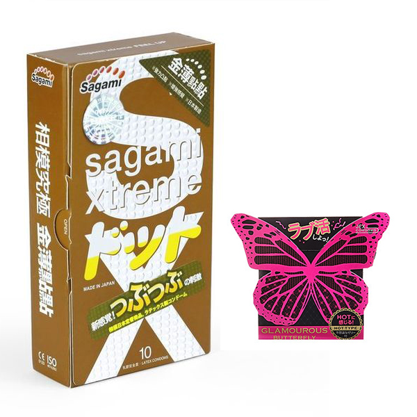 Bao Cao Su Có Gai Mềm Sagami Xtreme Feel Up (Hộp 10 Chiếc) - Tặng Bao Cao Su Tặng Bcs Jex Glamourous Butterfly (1 Chiếc) - Hàng Chính Hãng 100% - Che Tên Sản Phẩm - SHOP ADAM