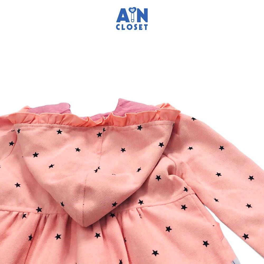 Hình ảnh Áo khoác có nón bé gái họa tiết Sao nhí đen nền hồng thô nhung - AICDBGFIPGHL - AIN Closet