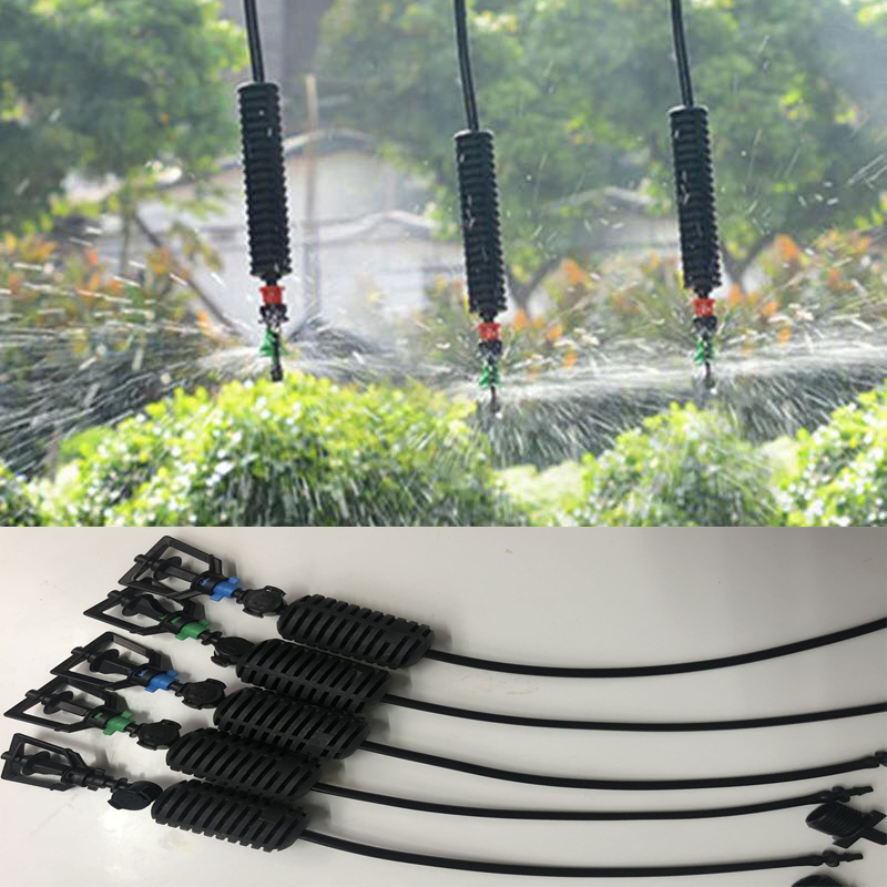 Bộ 5 béc phun xòe mini quay 360 đầy đủ tưới cây cho giàn treo, nhà kính