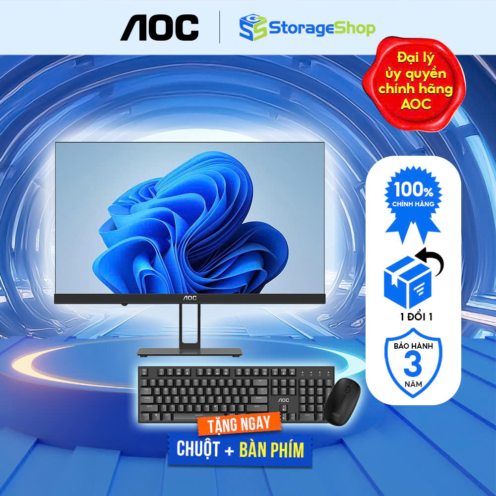 Màn Hình Máy Tính All In One AOC A33 Intel N95, RAM 8GB,  Win 11 Pro, 24 Inch,  Hàng Chính Hãng, SKU: 256A24A33-2FN2N8F74