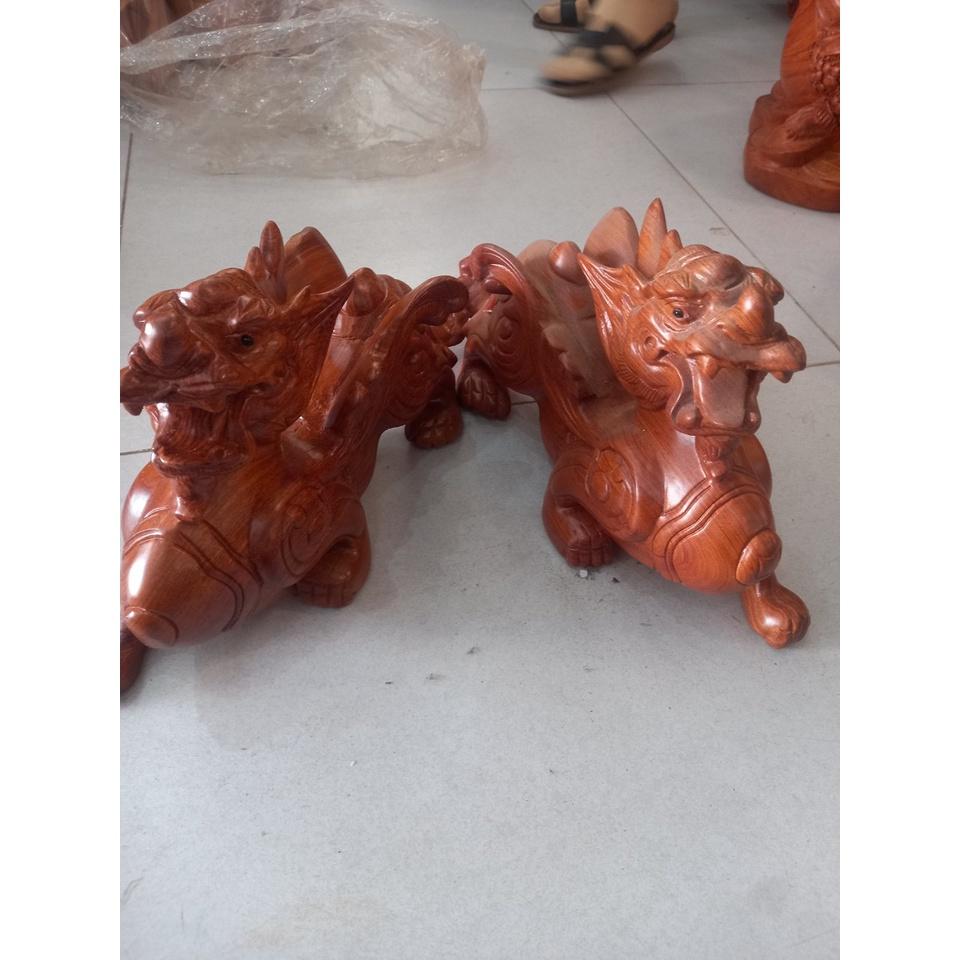 Cặp tỳ hưu gỗ hương ngang 30cm