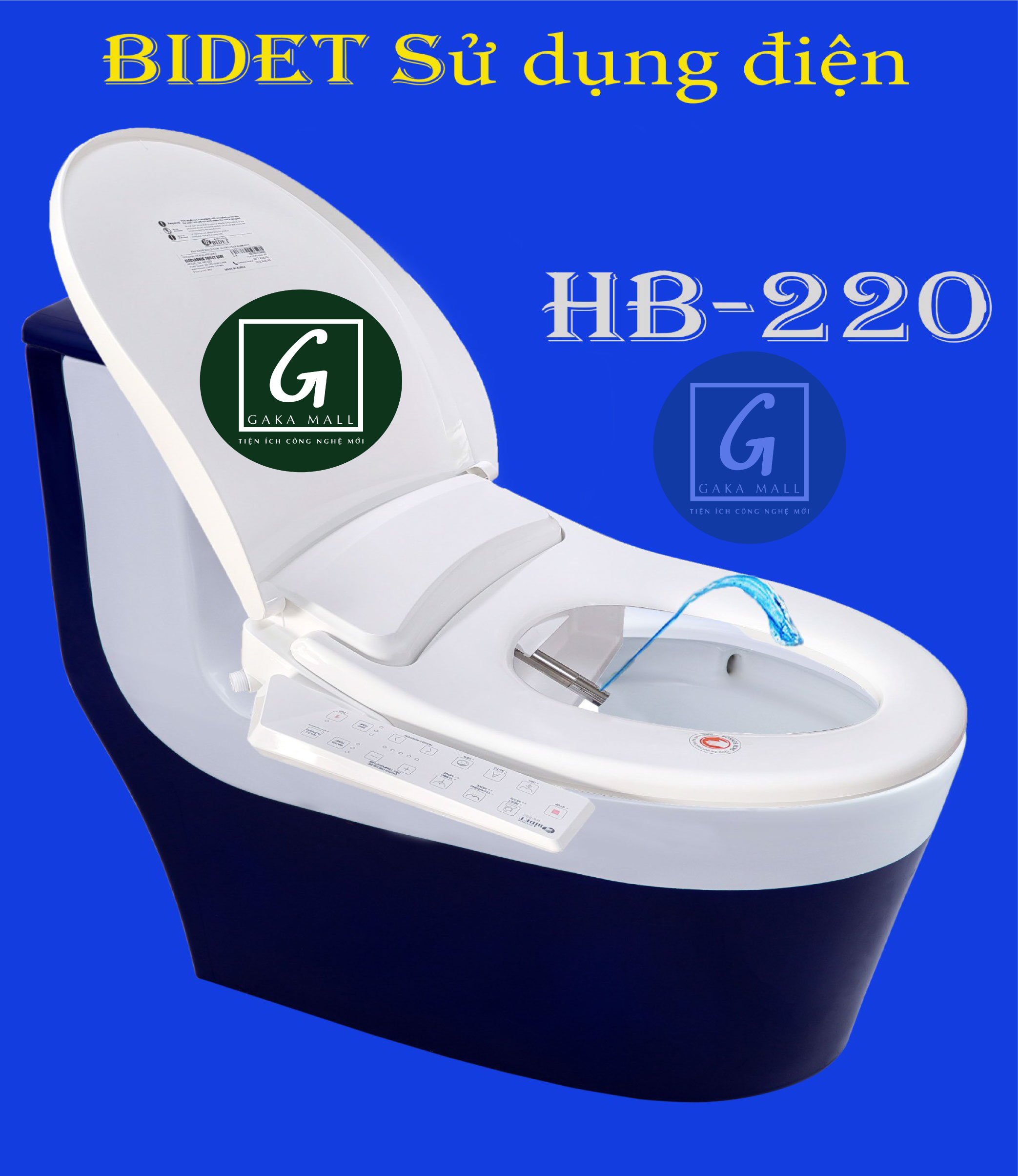 Nắp Rửa Bồn Cầu Điện Tử Thông Minh Hyundae Bidet HB220 Nhập Khẩu Hàn Quốc, BH 2 Năm Chống Nước IPX5, Sưởi Bệt Sấy Khô