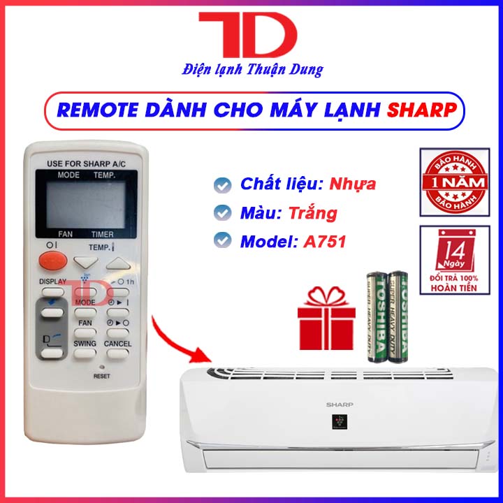 Remote điều khiển dành cho máy lạnh điều hoà SHARP A751