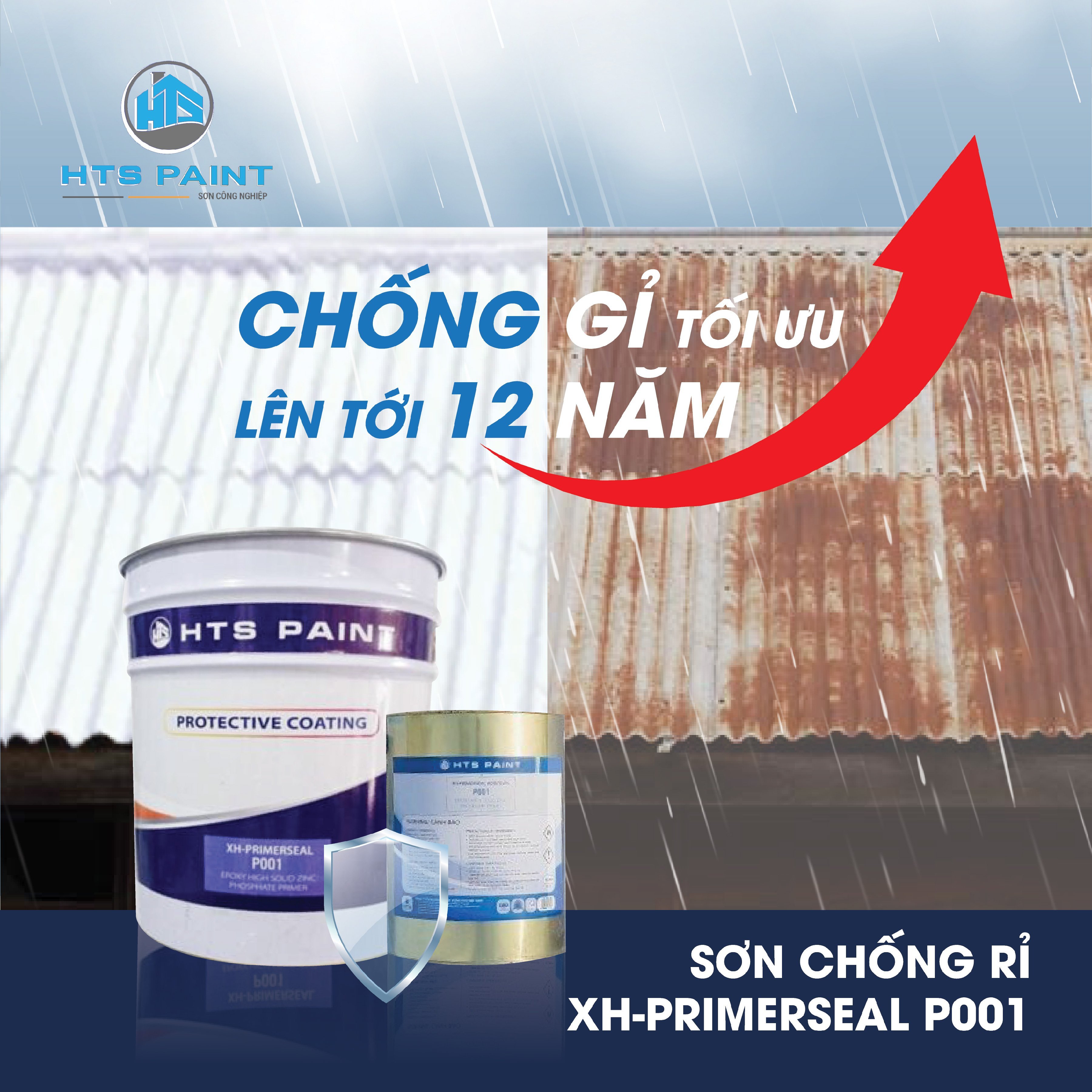 Bộ sơn lót chống rỉ mái tôn HTS Paint 20 Kg + 5 Kg