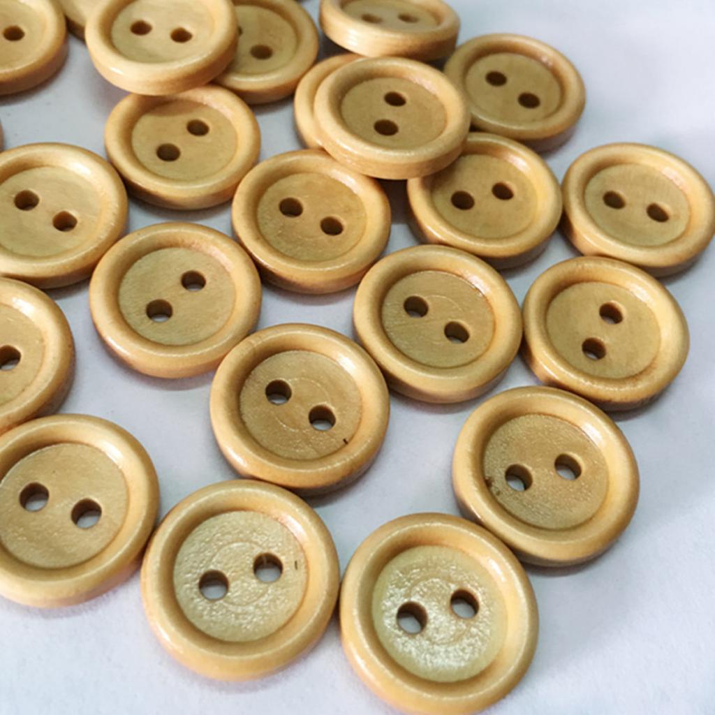 100 Cái Vintage 2 Lỗ Nút Gỗ để May Album