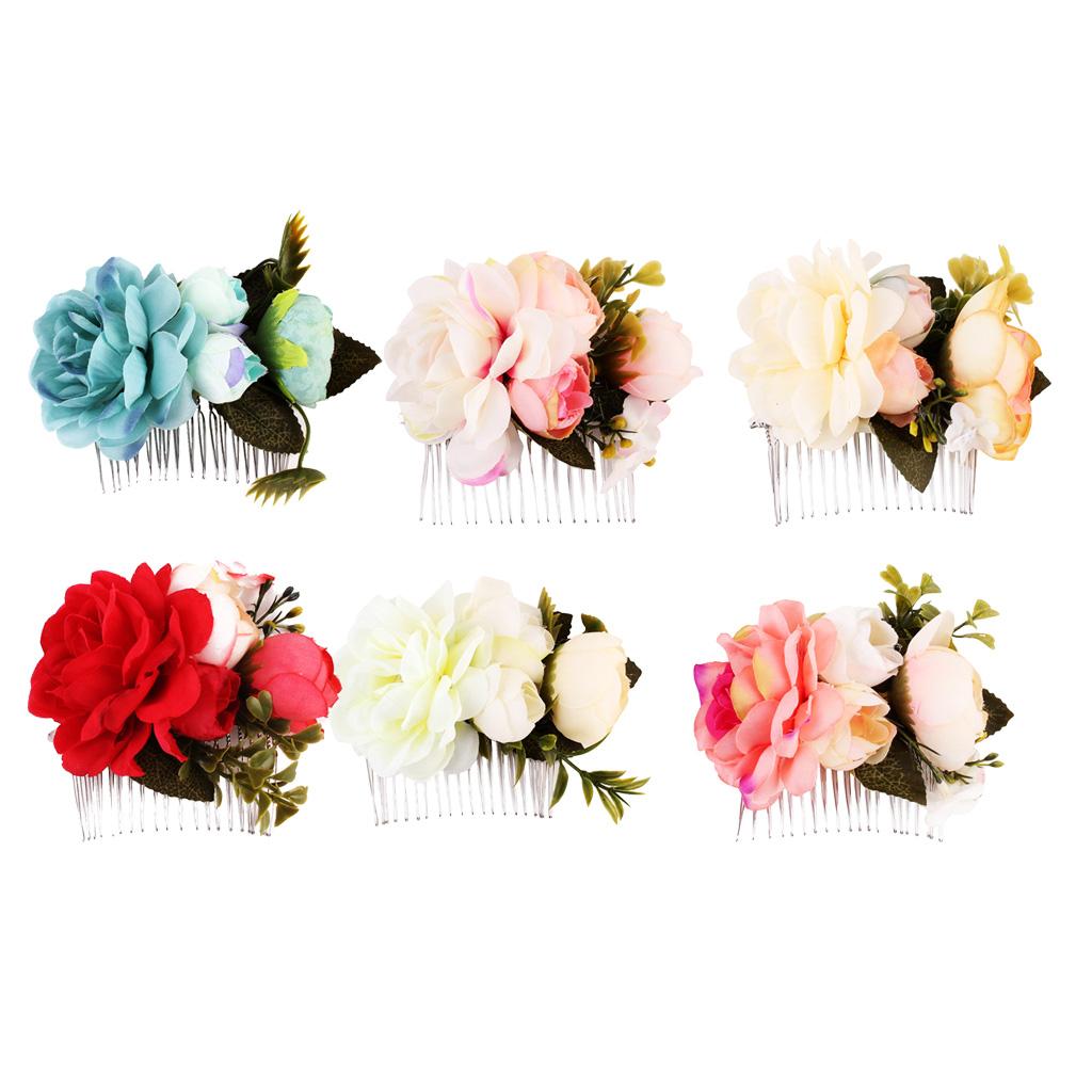 Blossom Rose Flower Hair Comb Clip Hairpin Vintage Wedding Hair Accessory F