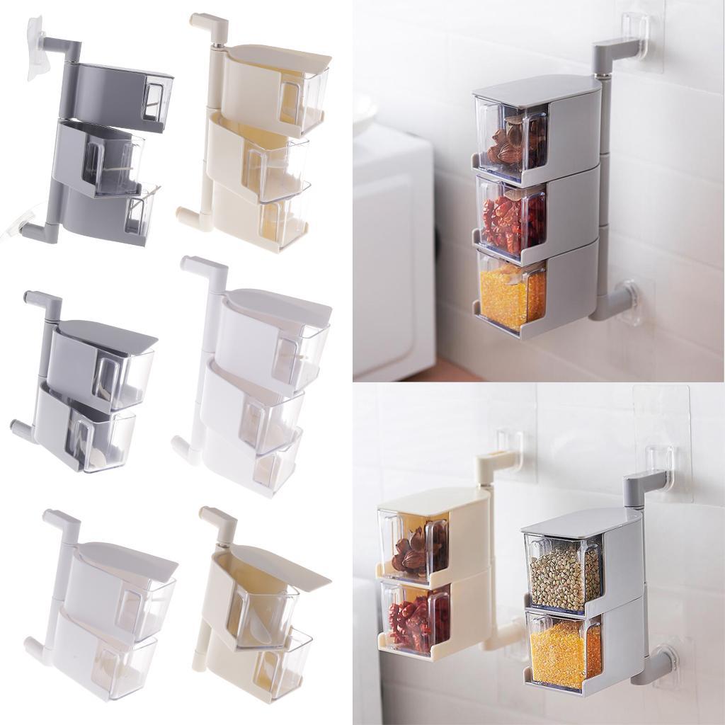 Rotatable Spice Rack Set - Seasoning Box - Condiment Storage Container Box -