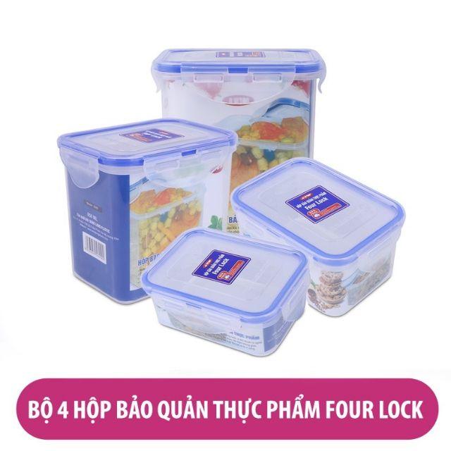 Bộ 4 hộp đựng bảo quản thực phẩm FOUR LOCK 250X