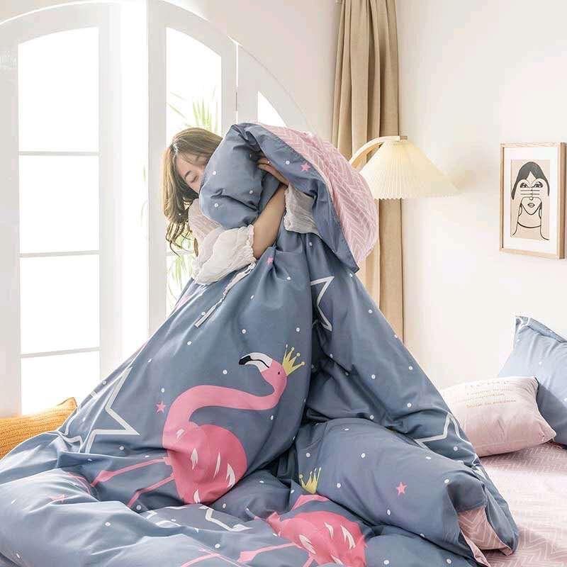 Bộ chăn ga Cotton Poly con cò hồng mẫu mới - Hàng nhập khẩu