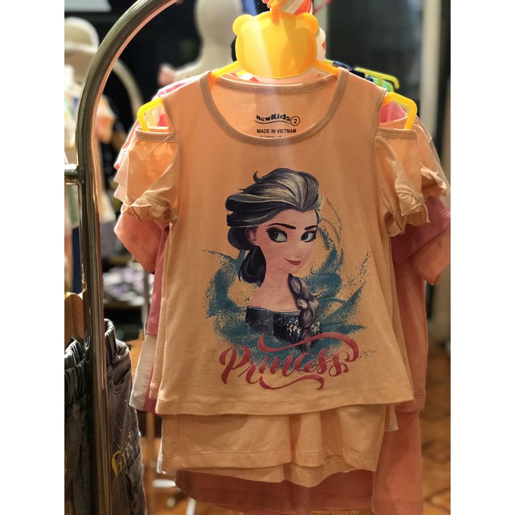 Bộ mặc nhà bé gái in hình elsa dễ thương, màu hồng cam