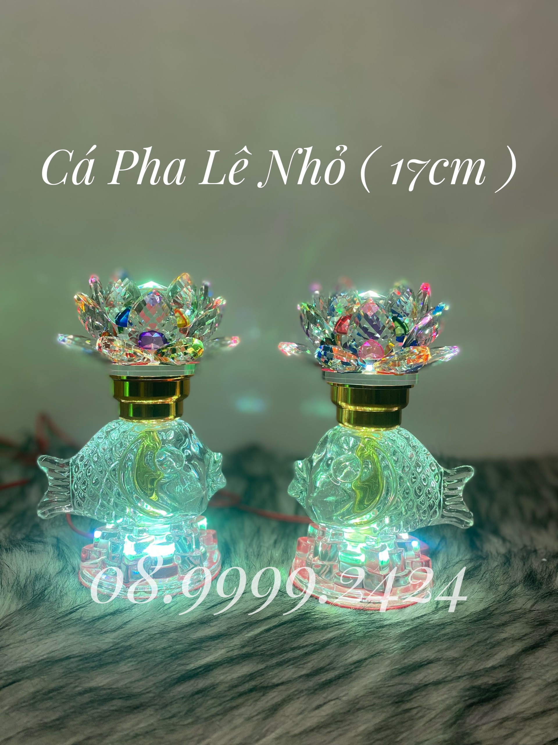 ĐÈN THỜ CÁ PHA LÊ CAO CẤP 17cm