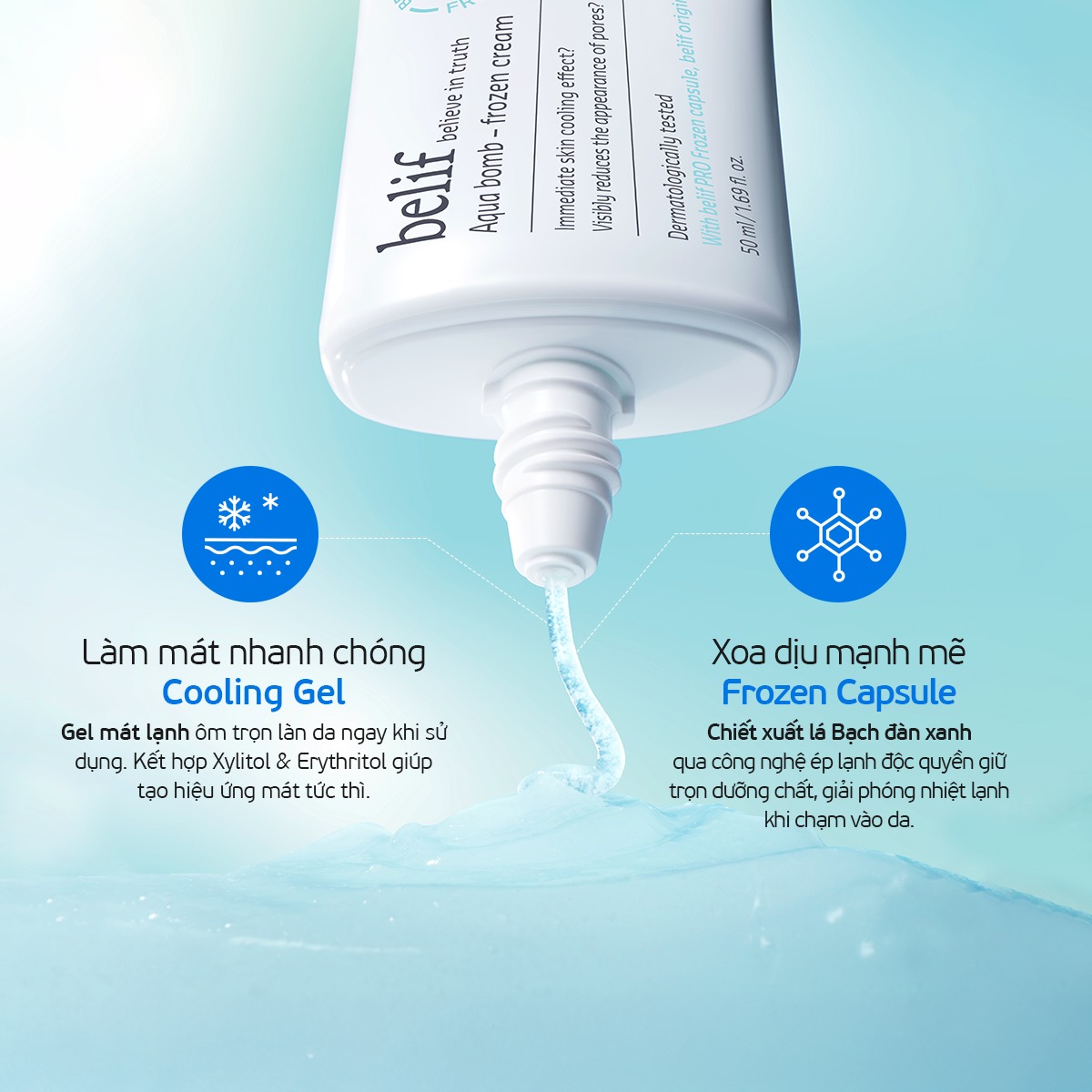 Kem dưỡng làm dịu da và thu nhỏ lỗ chân lông belif Frozen Cream 50ml