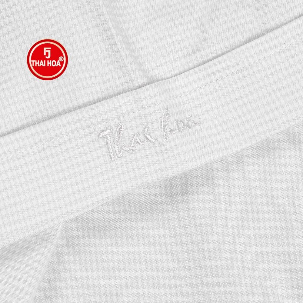 Áo sơ mi nữ Thái Hòa N65-01-01 vải cotton thoáng mát kẻ màu trắng