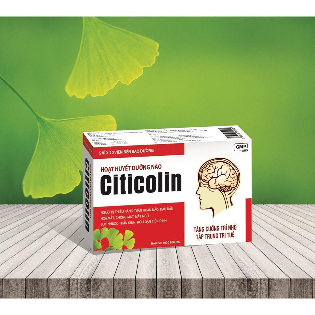 Hoạt huyết dưỡng não Citicolin giảm đau đầu, hoa mắt, chóng mặt - 100 viên