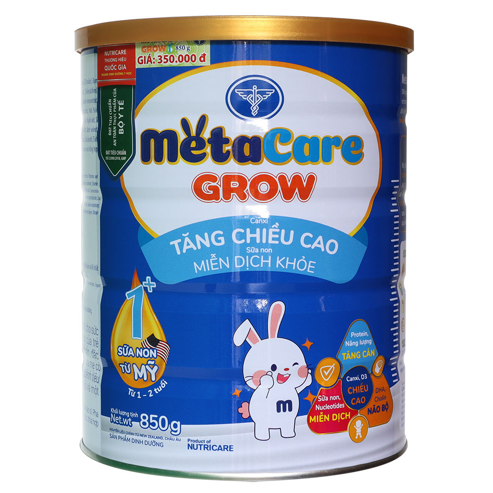 Sữa bột Nutricare MetaCare GROW 1+ lon 850g - tăng chiều cao và miễn dịch