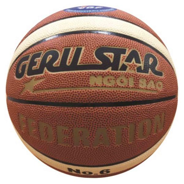 Quả bóng rổ Geru star Size 6 (B6) PU 2M Federation - Dán - Dungcusport tặng lưới + kim bơm