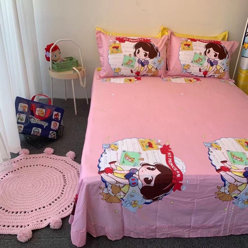 Bộ Chăn Ga Gối Cotton Disney 100%cotton Hàng Nhập Khẩu Cao Cấp 4 Món Công Chúa Bạch Tuyết